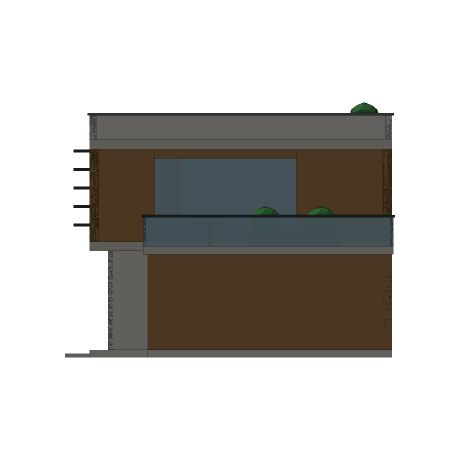 Quarter Courtyard House, Looking west. North is to the right.