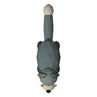 Sedge — a listening animal, Looking down. North is up the page.